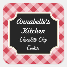 Retro Red Black Kitchen Stickers Fyrkantigt Klistermärke