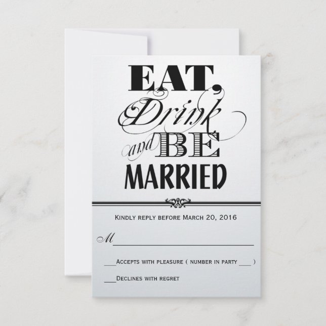 Retro Red-Black White Eat Drink Married OSA Kort (Framsida)