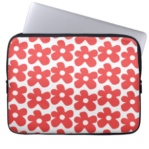 Retro Red Blommigt Chic Preppy Gift för henne Laptop Fodral