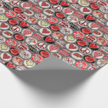 Retro Red Blommigt Hearts Valentine Flaska Cap Art