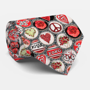 Retro Red Blommigt Hearts Valentine Flaska Cap Art Slips