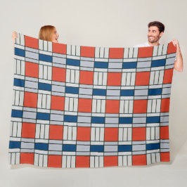 Retro Red Blue Grått Geometric Mönster Fleecefilt