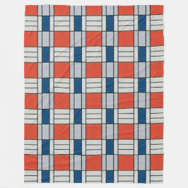 Retro Red Blue Grått Geometric Mönster Fleecefilt