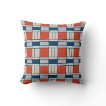 Retro Red Blue Grått Geometric Mönster