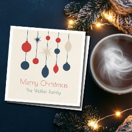 Retro Red Blue Ornaments jul Party Pappersservett