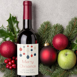 Retro Red Blue Ornaments jul Party Vinflaska Etikett