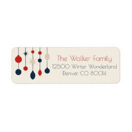 Retro Red Blue Ornaments Returadress - jul Returadress Etikett