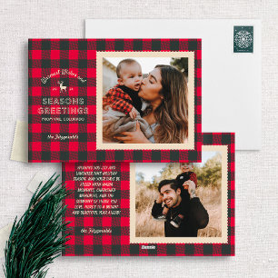 Retro Red Buffalo Play Rustic-julfoto Julkort