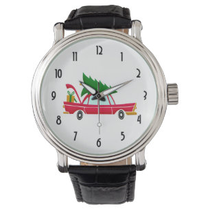Retro Red Car med Julgran Armbandsur