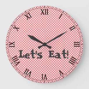 Retro Red Checkated Wall Clock Stor Klocka