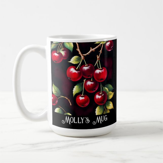 Retro Red Cherries Kaffemugg (Vänster)