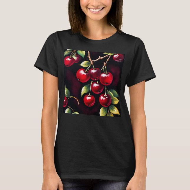 Retro Red Cherries T Shirt (Framsida)