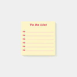 Retro Red Cherry Bullet Point To Do List Yellow Post-it Block