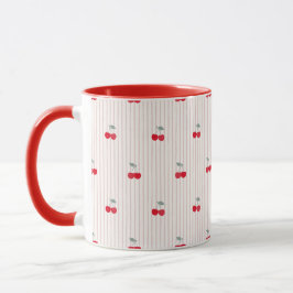 Retro Red Cherry Pattern Sweetheart Glaze Mugg