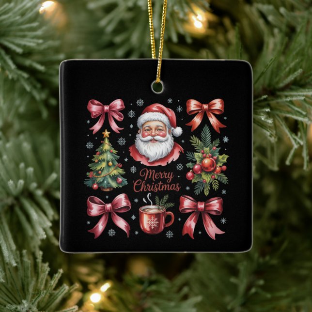 Retro Red Coquette jul Cute Julafton Helgdag Julgransprydnad Keramik (Träd)