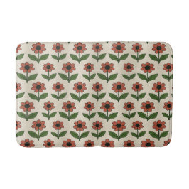 Retro Red Daisy Mönster Bath Mat Badrumsmatta