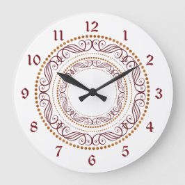 Retro Red Decorative Circle Stor Klocka