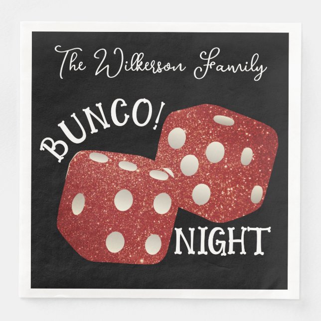 Retro Red Dice Bunco Natton Black Pappersservett (Framsida)