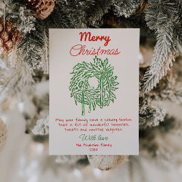 Retro Red Drawn Bow Wand Non Photo- Jul Julkort