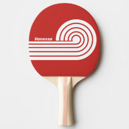 Retro Red Dual Curl-ränder med namn Pingisracket