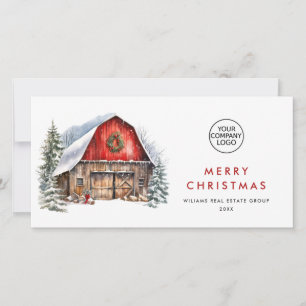 Retro Red Farm Barn jul Corporate Julkort