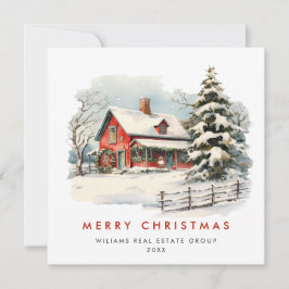 Retro Red Farm Barn jul Corporate Julkort