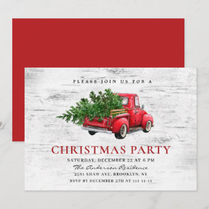 Retro Red Farm Lastbil Birch Bark jul Party Inbjudningar