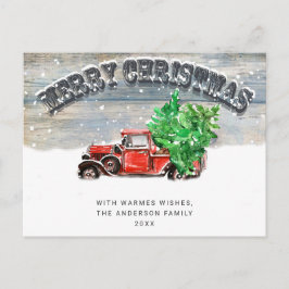 Retro Red Farm Lastbil jul Hälsning Helgdag Vykort