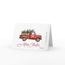 Retro Red Farm Lastbil Julgran Hälsning
