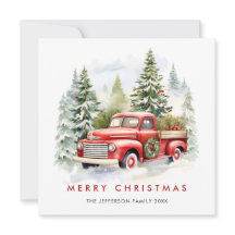 Retro Red Farm Lastbil Julgran Hälsning