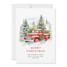 Retro Red Farm Lastbil Land jul Hälsning