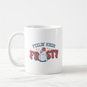 Retro Red Feelin' Kinda Frosty Funny Snögubbe Kaffemugg