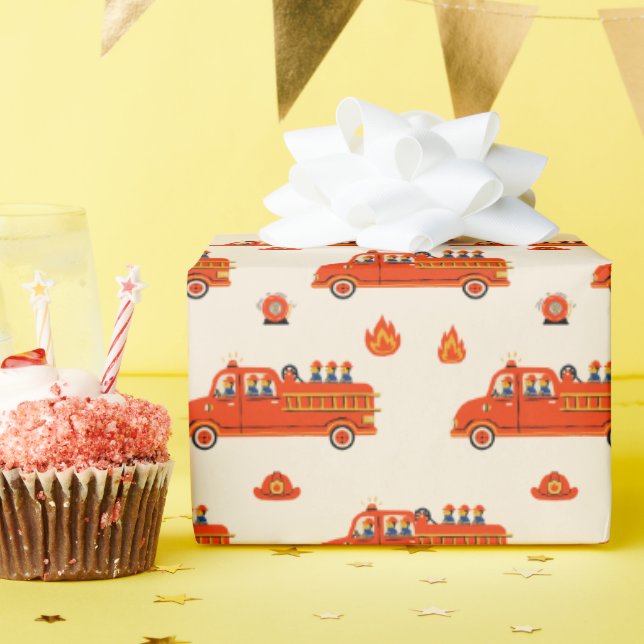 Retro Red Firelångtradare Presentpapper (Födelsedagsfest)