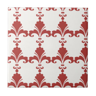 Retro Red Fleur-De-Lis Mönster Kakelplatta