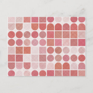 Retro Red Geometric Mönster Vykort