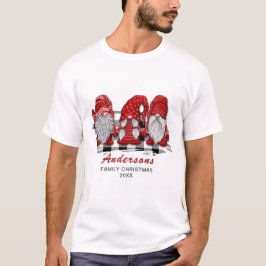 Retro Red Gnomes jul Buffalo Helgdag T Shirt