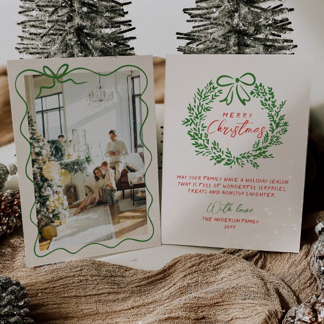 Retro Red Hand plockade Ribbon-andedräkt Foton til Julkort (Skapare uppladdad)