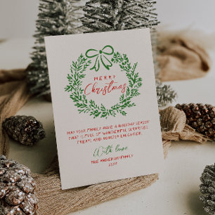 Retro Red Hand plockade Ribbon Wand God jul Julkort