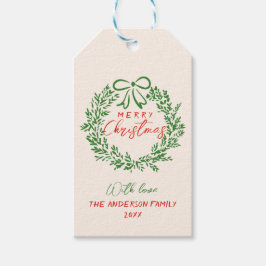 Retro Red Hand plockade Ribbon Wand God jul Presentetikett