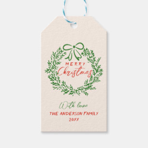 Retro Red Hand plockade Ribbon Wand God jul Presentetikett