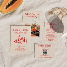 Retro Red Hand plockade Scribble Quirky Bröllop