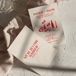 Retro Red Hand plockade Scribble Quirky Chic Bröll Inbjudningar