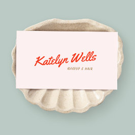 Retro Red Handskriftlig skripttypografi, Rosa Visitkort