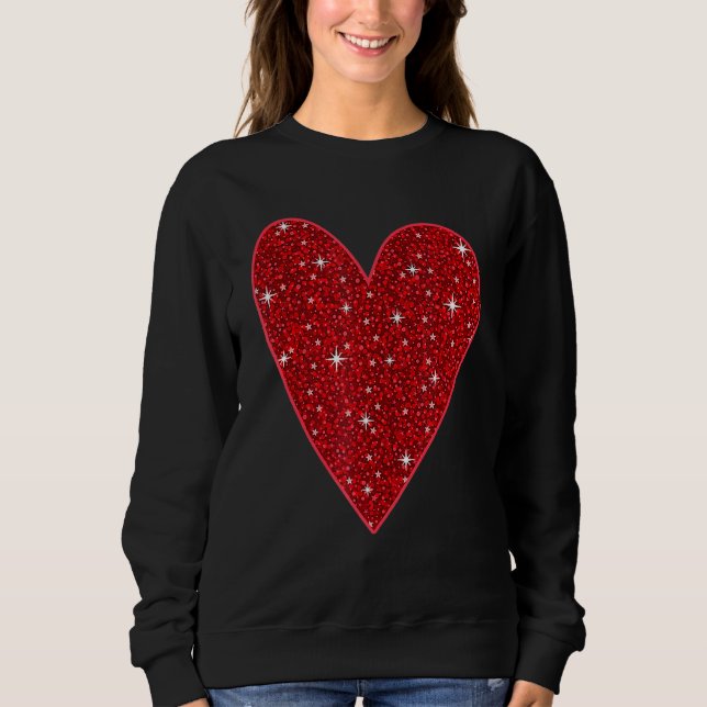 Retro Red Heart Valentine Day Women Girls T Shirt (Framsida)