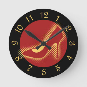 Retro Red High Heel Shoe Round Clock Rund Klocka