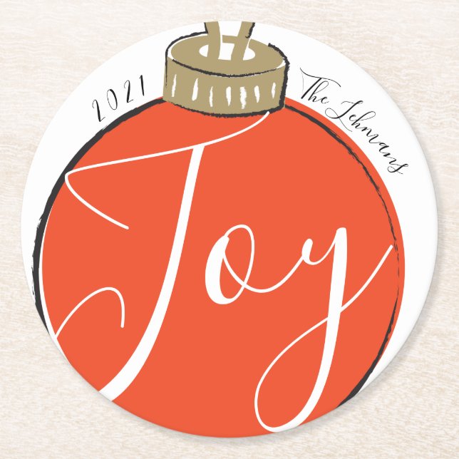 Retro Red-jul Underlägg Papper Rund (Framsidan)