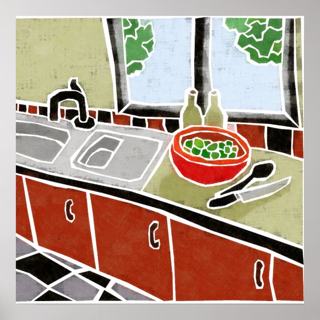 Retro Red Kitchen Poster (Framsidan)