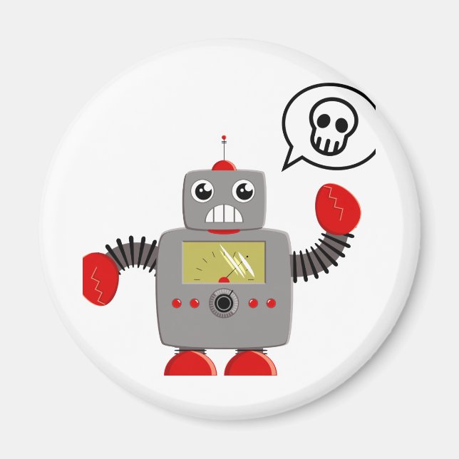 Retro Red Klo Robot Magnet (Framsidan)