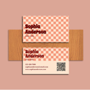 Retro Red-kontrollerad fet stil med QR-kod Visitkort