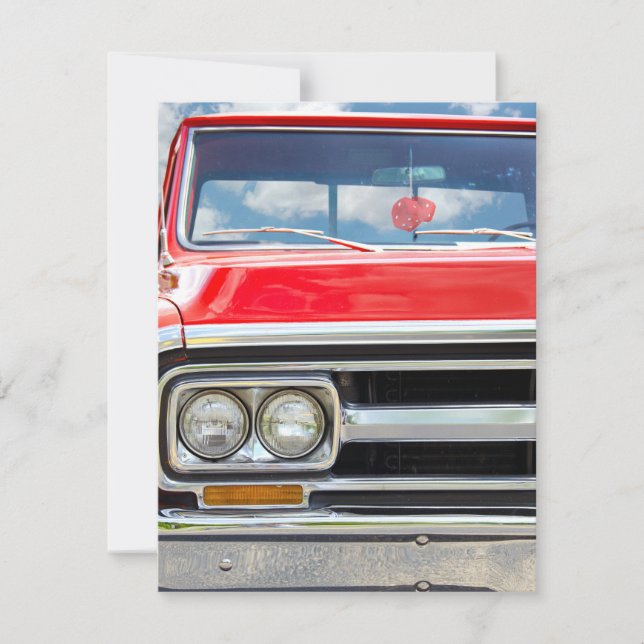 Retro Red Lastbil Födelsedagsfest Inbjudningar (Framsida)